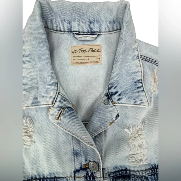 NWT | Free People | Destroyed Long and Lean Trucker Jacket |‎ Medium - Picture 3 of 8